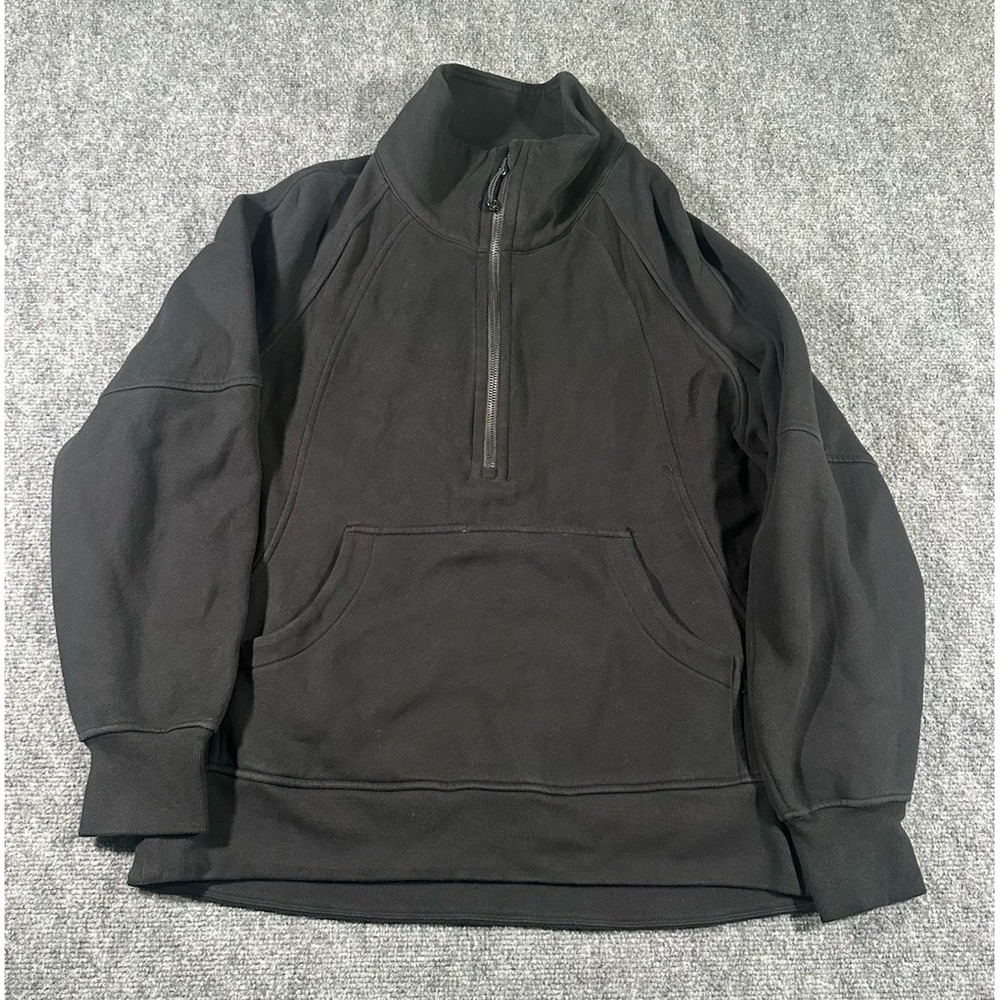 Lululemon Women's XL ? Black 1/2 Zip Mock Neck Jacket Kangaroo Pouch EUC